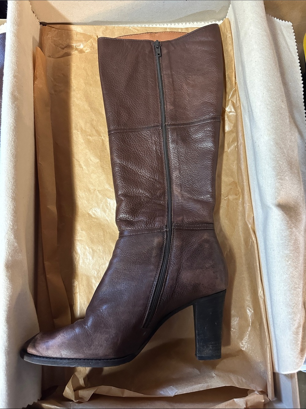 J.Crew Beckett Dark Brown Leather Heel Boots